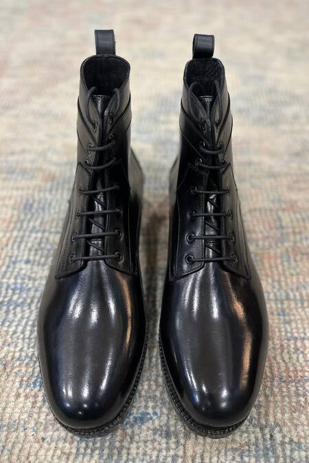 Buy Fellmonger Black Plain Leather Boots Online at Aza Fashions Buy_Fellmonger_Black Plain Leather Boots _Online_at_Aza_Fashions