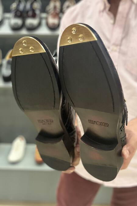 Buy_Fellmonger_Black Textured Leather Croco Single Monk _Online_at_Aza_Fashions