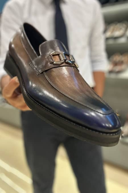 FELLMONGER Leather Buckle Ombre Loafers 