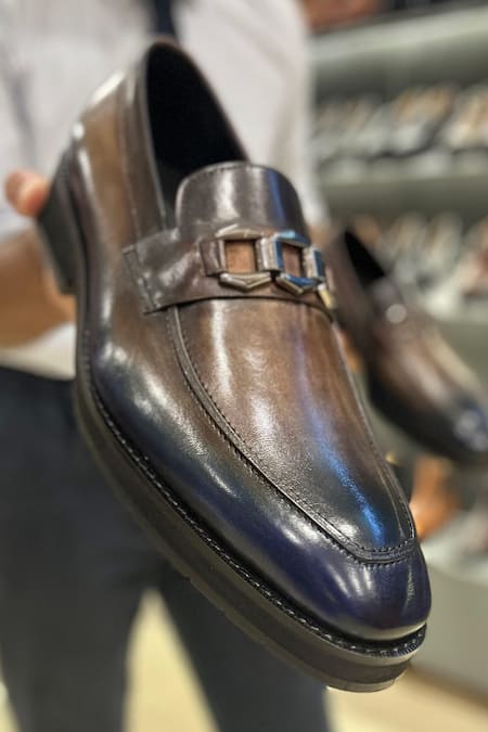 Fellmonger Leather Buckle Ombre Loafers 