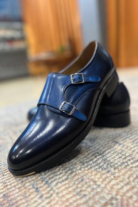 Buy_Fellmonger_Blue Patina Mirror Glossed Double Monk Strap 