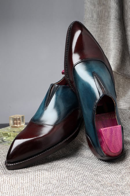 FELLMONGER Mirror Glossed Patina Dual Tone Gatsby Loafers 