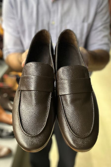 Shop_FELLMONGER_Brown Plain Loafers _at_Aza_Fashions