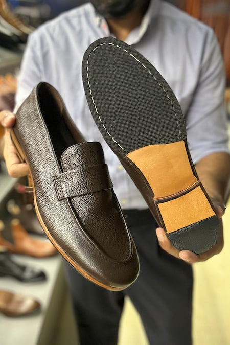 Buy_FELLMONGER_Brown Plain Loafers _Online_at_Aza_Fashions