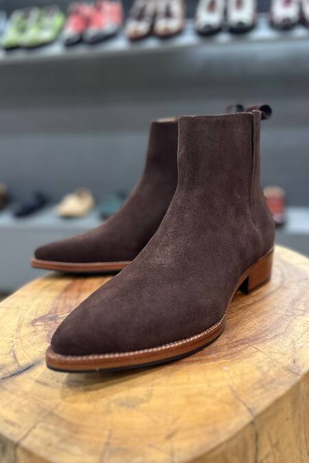 Shop_Fellmonger_Brown Classic Cowboy Zip Boots _Online_at_Aza_Fashions