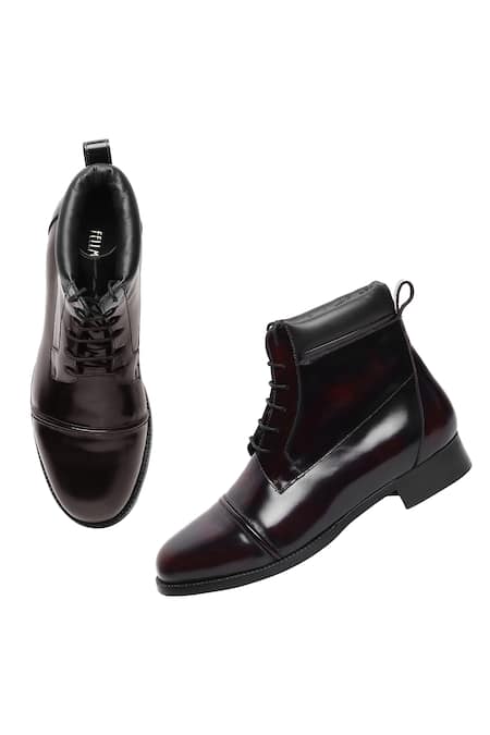 Fellmonger Burgundy Brushed Captoe Puffy Boots at Aza Fashions Fellmonger_Burgundy Brushed Captoe Puffy Boots _at_Aza_Fashions