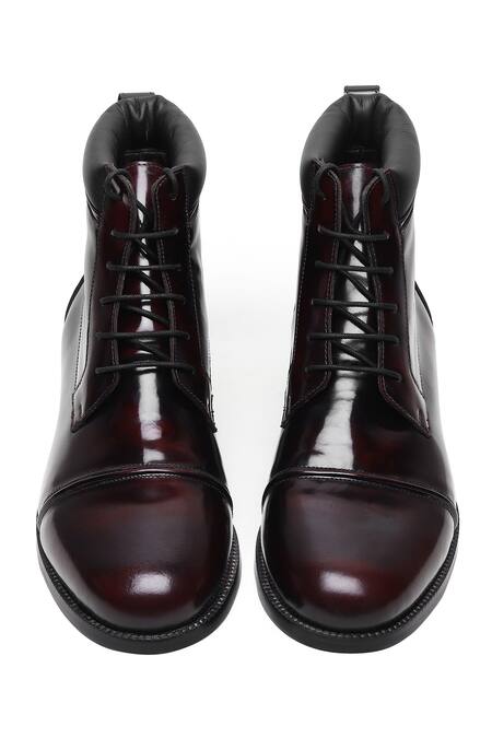 Buy_Fellmonger_Burgundy Brushed Captoe Puffy Boots 