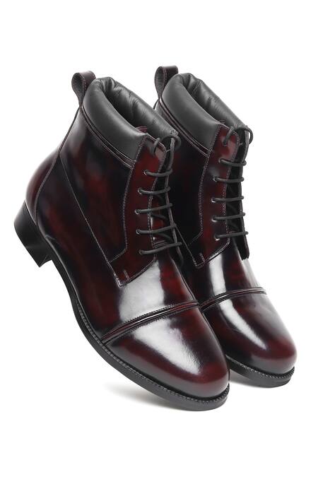 Shop_Fellmonger_Burgundy Brushed Captoe Puffy Boots 