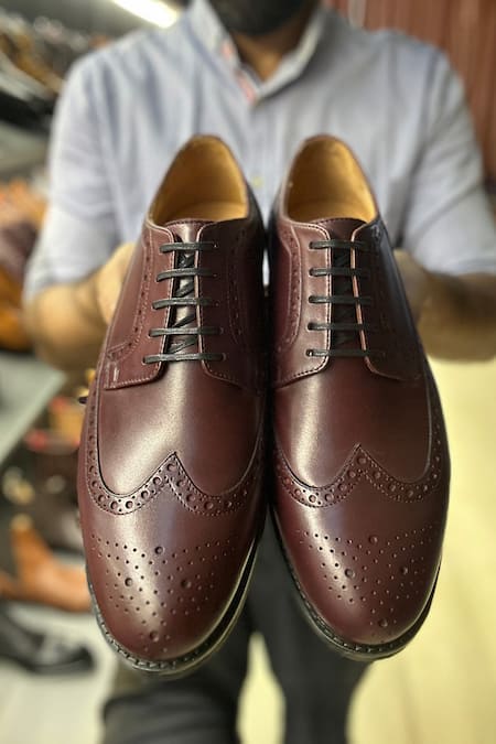 Fellmonger Longwing Brogue Pattern Derby Shoes 