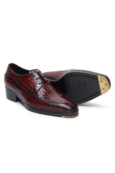 Buy_Fellmonger_Burgundy Mirror Glossed Patina Norwegian Derby Shoes 