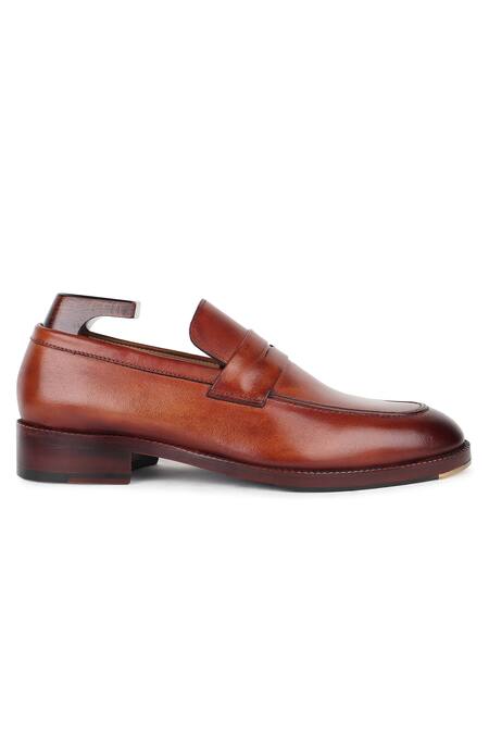 Fellmonger_Brown Mirror Glossed Penny Loafers _Online_at_Aza_Fashions