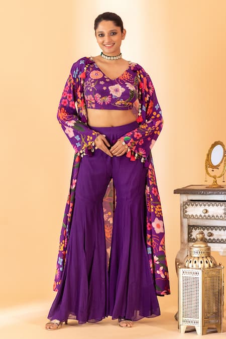 SSHILPA SAMRIYA Floral Print Jacket With Palazzo Set 