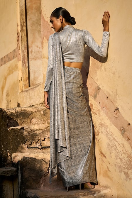 Dash And Dot Shimmering Draped Skirt With Attached Drape 