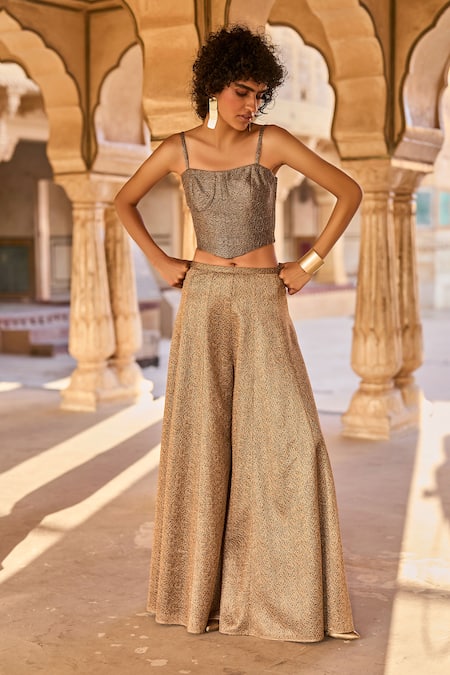 Dash and Dot Metallic Wide Legged Pant 