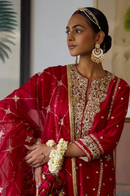 MAISARA JEWELRY_Gold Plated Pearls, Stones Kundan Work Chandbalis _Online_at_Aza_Fashions