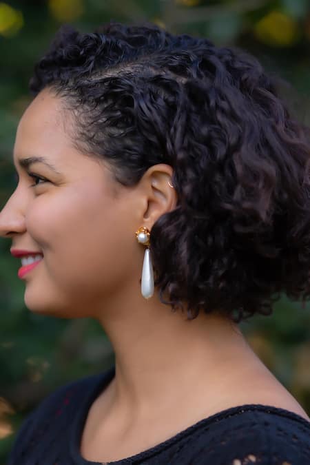 MAALICIOUS JEWELRY Silver Plated Pearls Ocean Embellished Drops Online at Aza Fashions MAALICIOUS JEWELRY_Silver Plated Pearls Ocean Embellished Drops _Online_at_Aza_Fashions