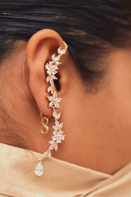 MAALICIOUS JEWELRY Gold Plated Zari Zirconia Embellished Creeper Online at Aza Fashions MAALICIOUS JEWELRY_Gold Plated Zari Zirconia Embellished Creeper _Online_at_Aza_Fashions