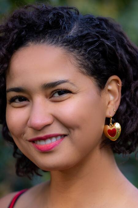 MAALICIOUS JEWELRY Red I Heart You Shaped Earrings Online at Aza Fashions MAALICIOUS JEWELRY_Red I Heart You Shaped Earrings _Online_at_Aza_Fashions