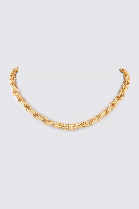 Shop MAALICIOUS JEWELRY Gold Plated Complicated Anti Tarnish Link Chain at Aza Fashions Shop_MAALICIOUS JEWELRY_Gold Plated Complicated Anti Tarnish Link Chain _at_Aza_Fashions