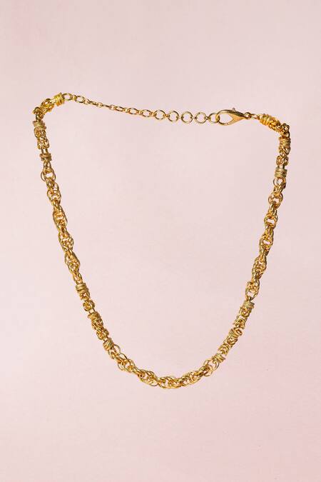 Shop MAALICIOUS JEWELRY Gold Plated Complicated Anti Tarnish Link Chain Online at Aza Fashions Shop_MAALICIOUS JEWELRY_Gold Plated Complicated Anti Tarnish Link Chain _Online_at_Aza_Fashions