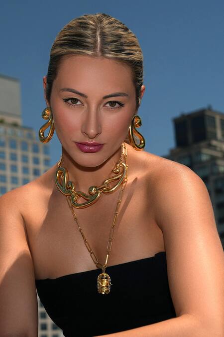 Buy_MAALICIOUS JEWELRY_Gold Plated Eva Link Chain _Online_at_Aza_Fashions