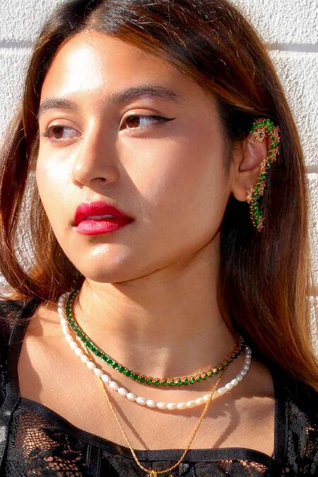 MAALICIOUS JEWELRY Green Giselle Stone Embedded Tennis Chain 