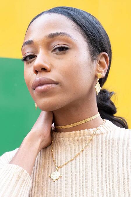 MAALICIOUS JEWELRY Gold Plated Wrecking Ball Chain Online at Aza Fashions MAALICIOUS JEWELRY_Gold Plated Wrecking Ball Chain _Online_at_Aza_Fashions