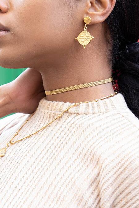 MAALICIOUS JEWELRY_Gold Plated Comtemporary Patti Choker _Online_at_Aza_Fashions
