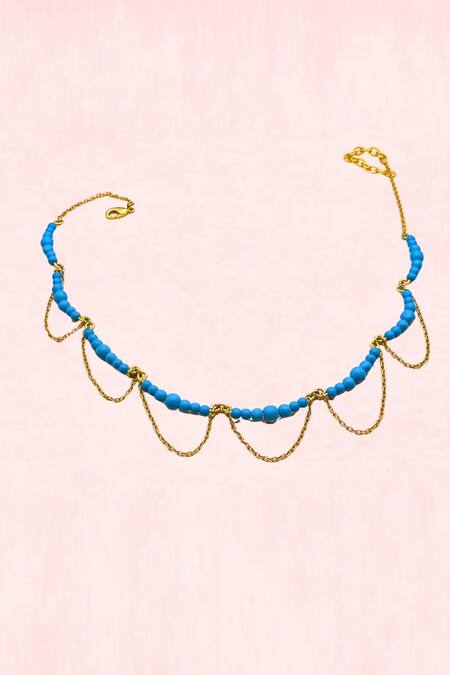 MAALICIOUS JEWELRY_Blue Bead Embellished Necklace _Online_at_Aza_Fashions