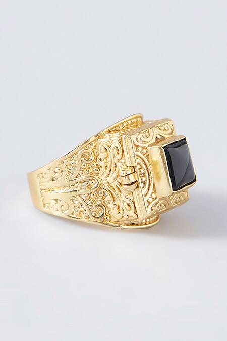 Buy_MAALICIOUS JEWELRY_Black Stones Embellished Poison Ring _Online_at_Aza_Fashions