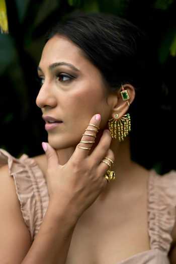 MAALICIOUS JEWELRY_Gold Plated Spring Design Carved _Online_at_Aza_Fashions