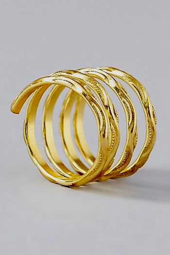 Buy_MAALICIOUS JEWELRY_Gold Plated Spring Design Carved _Online_at_Aza_Fashions