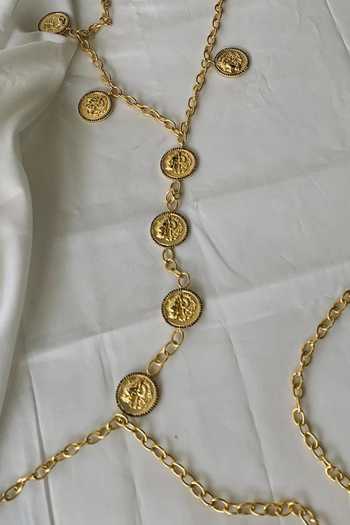 Buy_MAALICIOUS JEWELRY_Gold Plated Coin Medallion Embellished Body Chain Necklace_Online_at_Aza_Fashions