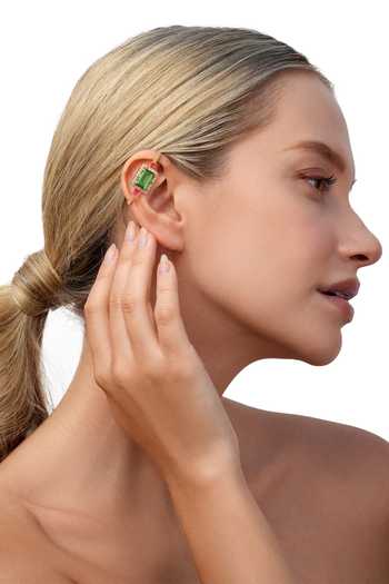 MAALICIOUS JEWELRY_Green Zari, Stones Camila Ear Bar Cuffs _Online_at_Aza_Fashions