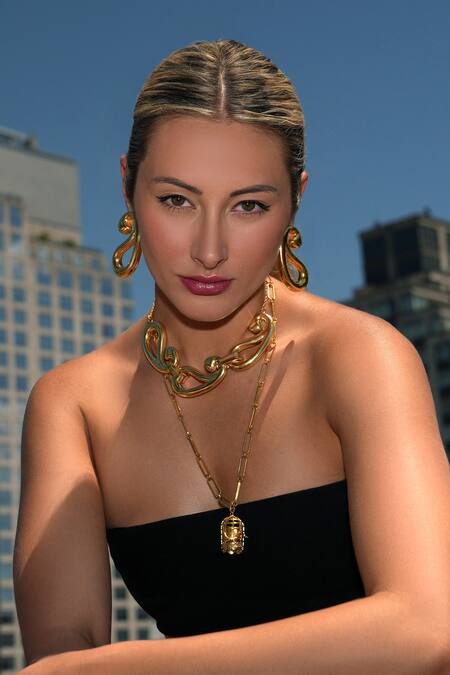 MAALICIOUS JEWELRY_Gold Plated Paisley Ornamented Choker _Online_at_Aza_Fashions