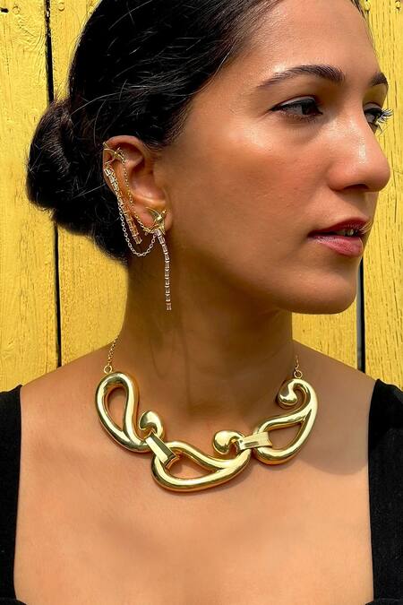 Buy_MAALICIOUS JEWELRY_Gold Plated Paisley Ornamented Choker _Online_at_Aza_Fashions