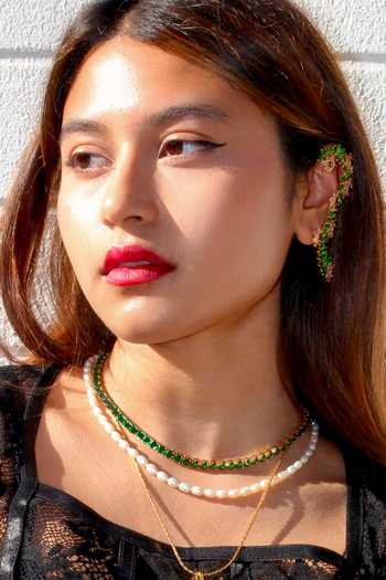 MAALICIOUS JEWELRY_White Peony Pearl Chain Necklace _Online_at_Aza_Fashions