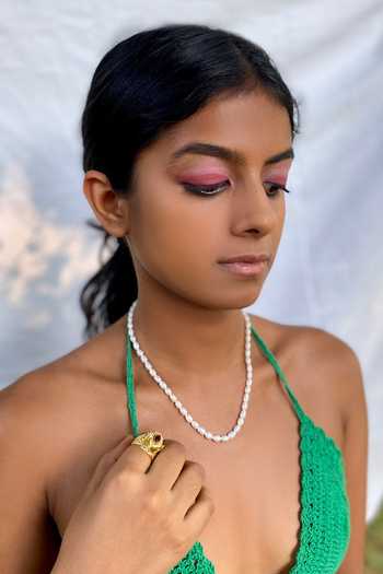 Buy_MAALICIOUS JEWELRY_White Peony Pearl Chain Necklace _Online_at_Aza_Fashions