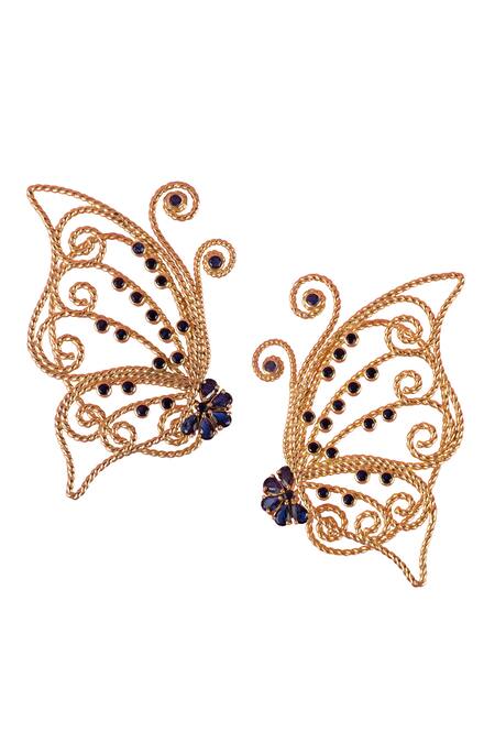 MAALICIOUS JEWELRY Gold Plated Zari Butterfly Wings Earcuff Online at Aza Fashions MAALICIOUS JEWELRY_Gold Plated Zari Butterfly Wings Earcuff _Online_at_Aza_Fashions