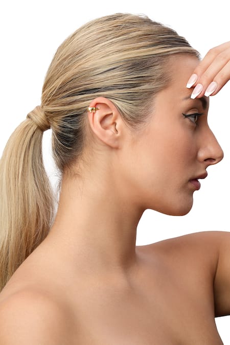 MAALICIOUS JEWELRY_Gold Plated Stones Elephant Craved Earcuffs _Online_at_Aza_Fashions