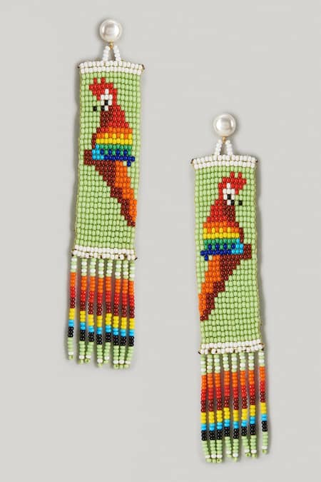 MAALICIOUS JEWELRY Tall Parrot Embellished Bead Dangler Earrings 