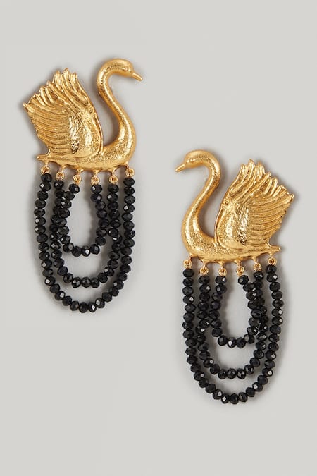 MAALICIOUS JEWELRY Swan Bead Tassel Earrings 