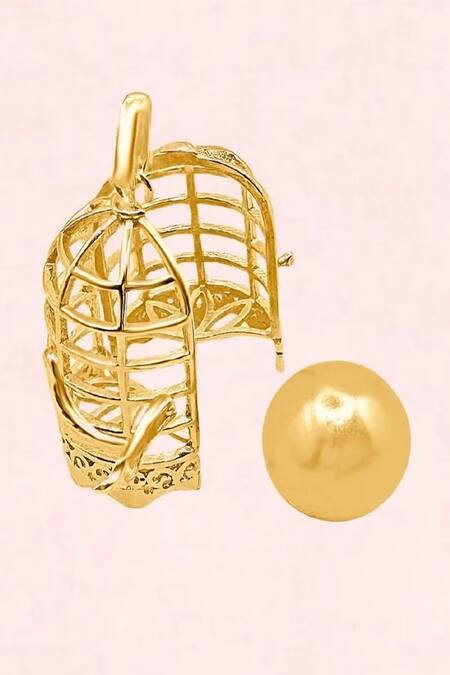 Shop MAALICIOUS JEWELRY Gold Plated Caged Pearl Pendant Online at Aza Fashions Shop_MAALICIOUS JEWELRY_Gold Plated Caged Pearl Pendant _Online_at_Aza_Fashions
