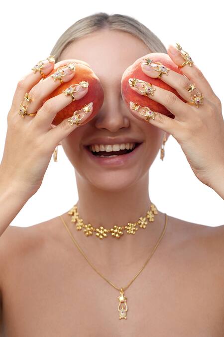 MAALICIOUS JEWELRY_Gold Plated Stones Turtle Crown Finger Ring-single Pc _Online_at_Aza_Fashions