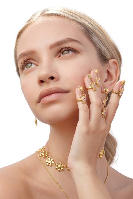 Buy_MAALICIOUS JEWELRY_Gold Plated Stones Turtle Crown Finger Ring-single Pc _Online_at_Aza_Fashions