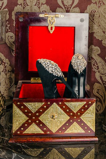 Elleganti_Black Crystals Eternity Pointed Toe Heels _at_Aza_Fashions