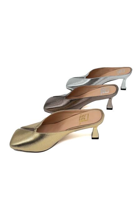 Elleganti_Silver Crystals Malkin Textured Mule Calf Heels _at_Aza_Fashions