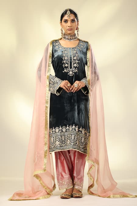 SHIVANI SABHARWAL Sequin Embroidered Kurta Salwar Set 