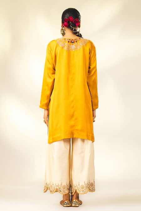 Shivani Sabharwal Dori Thread Embroidered Short Kurta Flared Pant Set 