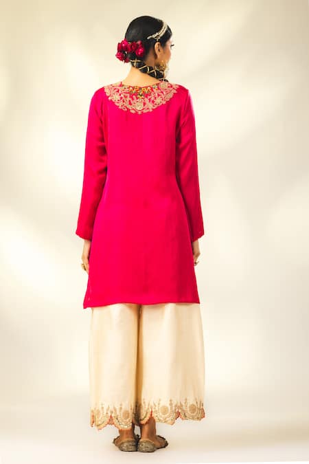 Shivani Sabharwal Thread Dori Embroidered Short Kurta Flared Pant Set 